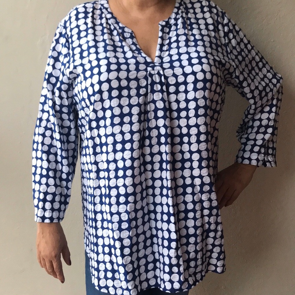 Van Heusen blue with white dots tunic shirt 💠